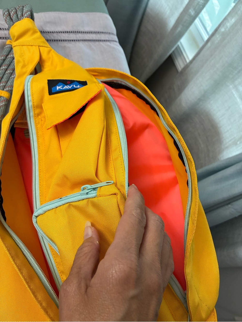 Kavu Yellow Sling Pack with Green Strap Accent - Picture 4 of 4